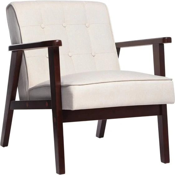 Beige Stylish Lounge Wooden Sofa Chair for Home, Living Room, Dining Room, Lounge, Restaurant (51x56x75cm)-GCC Home Center