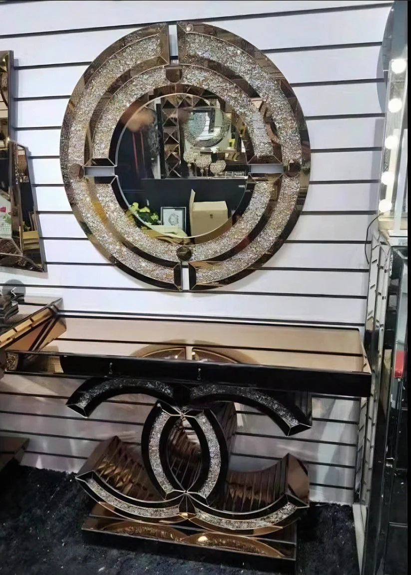 Console Table and Mirror Matching Set - Silver-GCC Home Center