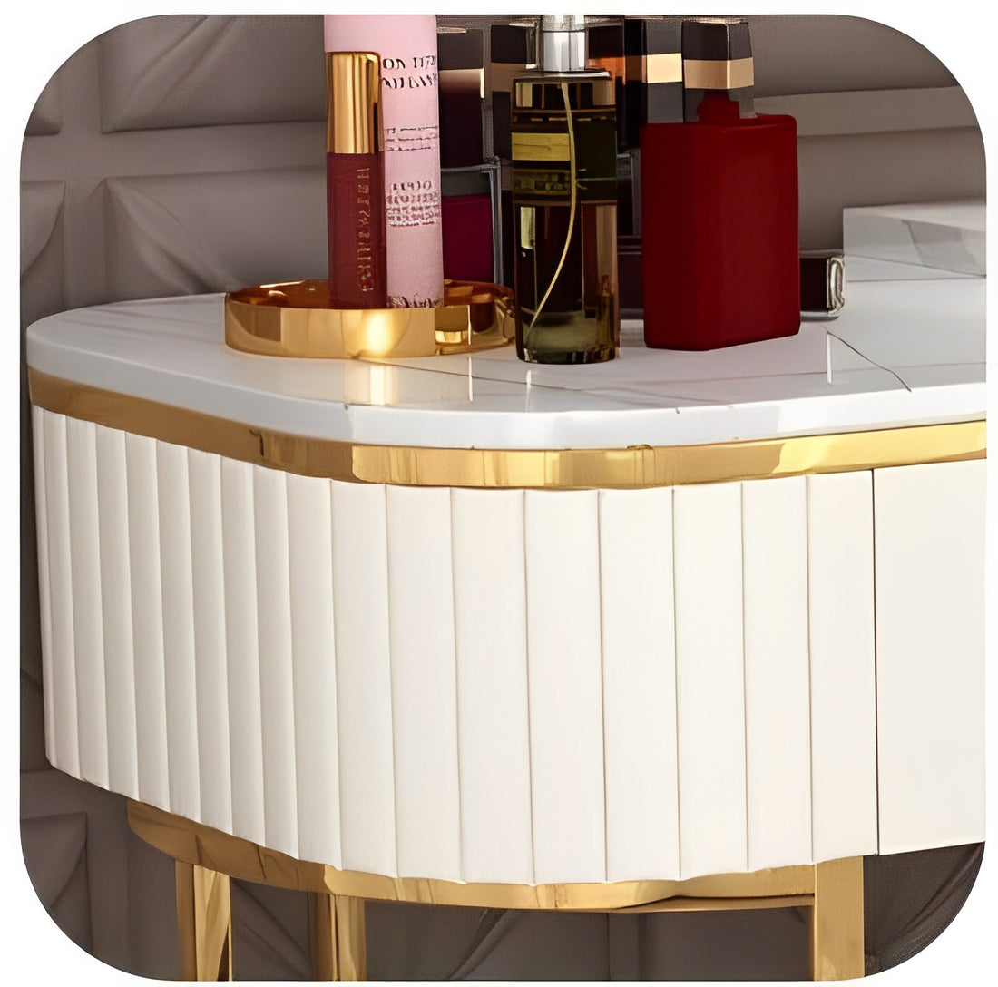 Classic Advanced Solid Wood Dressing Table, Bedroom Makeup Table, with Smart Mirror, Side Table and Chair-GCC Home Center