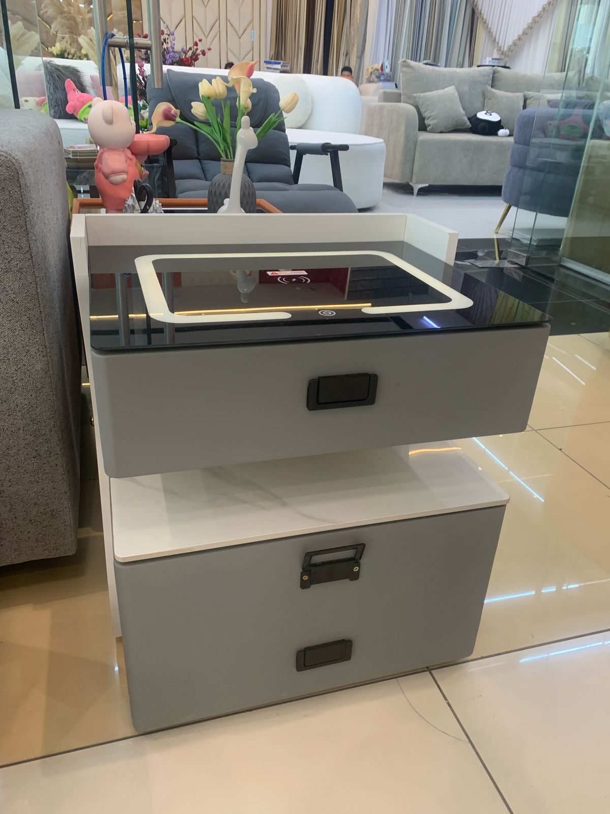 Luxury Smart Bedside Table Wireless Modern Minimalist Smart Bedside Table Luxury Nightstand Smart Bedside Table With Safe-GCC Home Center