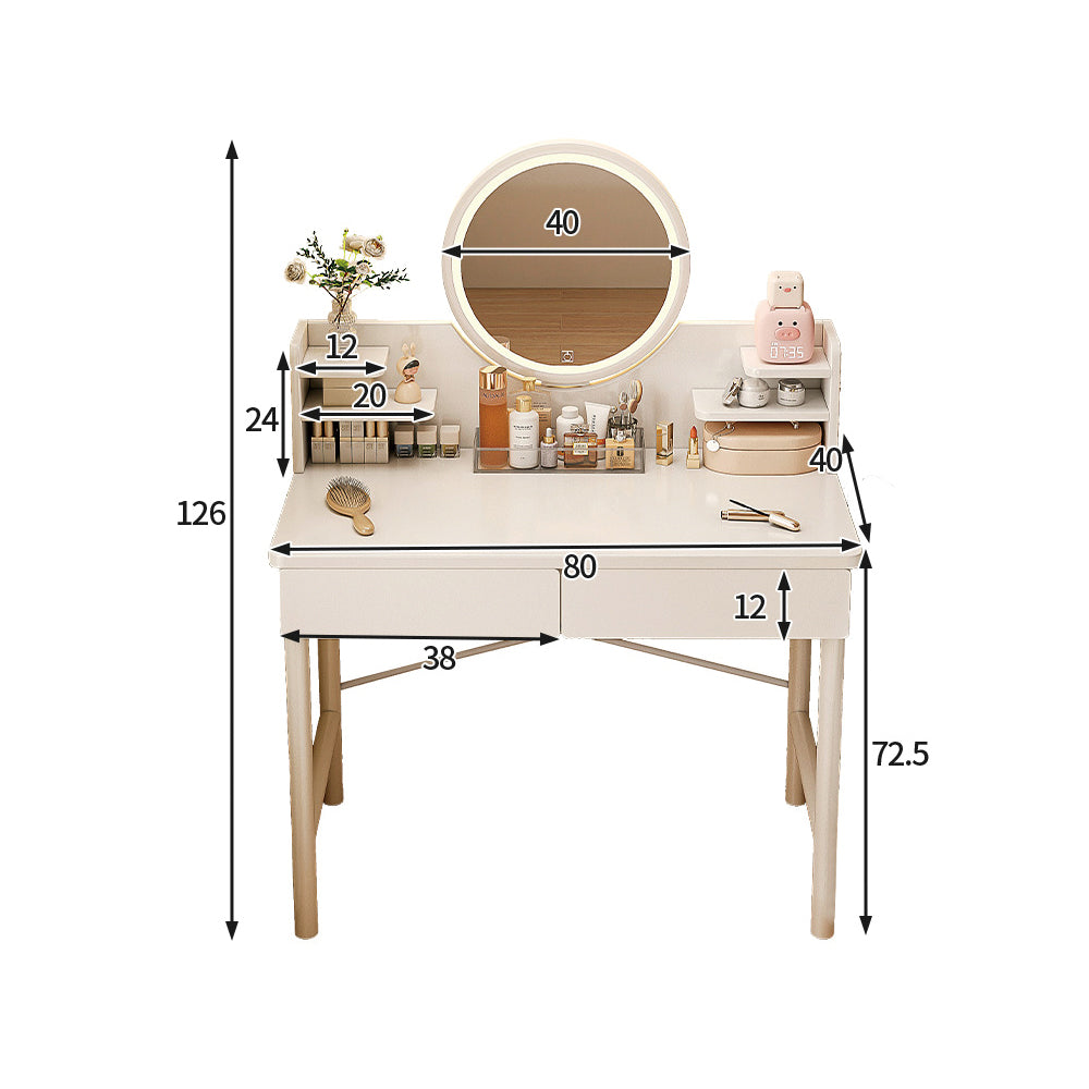 COOLBABY Vanity Desk with Mirror & Lights, Vanity Table with Storage Shelves, Dressing Table for Bedroom,Gifts for Girls and Women-GCC Home Center