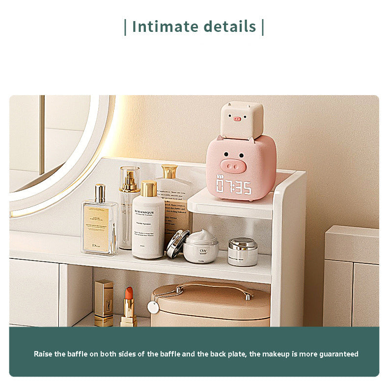 COOLBABY Vanity Desk with Mirror & Lights, Vanity Table with Storage Shelves, Dressing Table for Bedroom,Gifts for Girls and Women-GCC Home Center