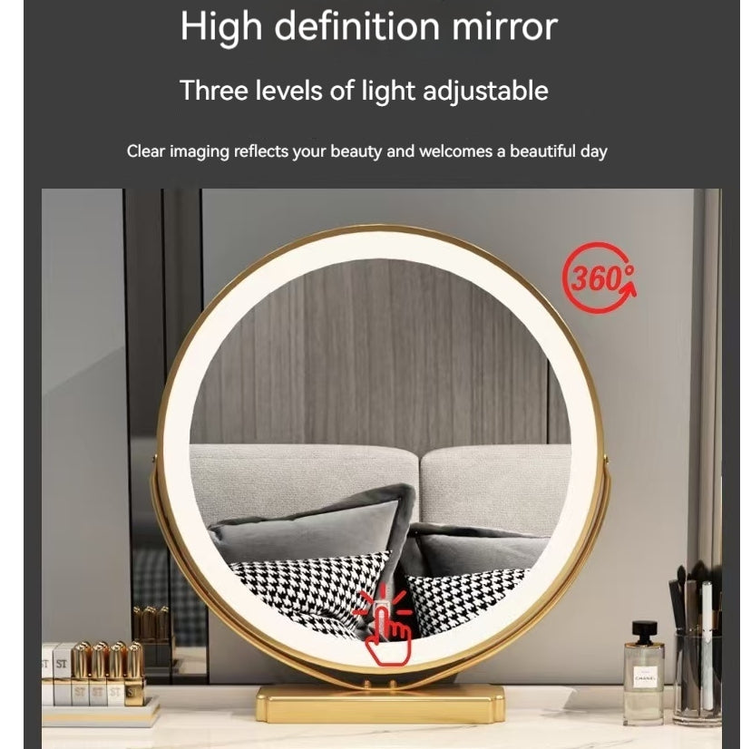 Modern Solid Wood Makeup Vanity Table Set with Smart Mirror and LED Lighting-GCC Home Center