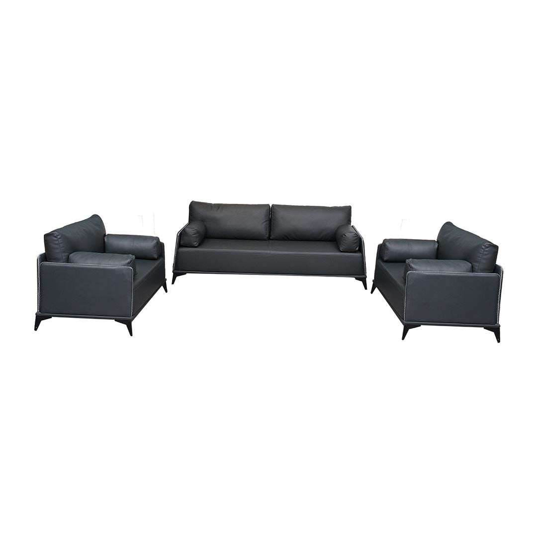 PU Leather Office Sofa Set With Metal Legs - Grey-GCC Home Center