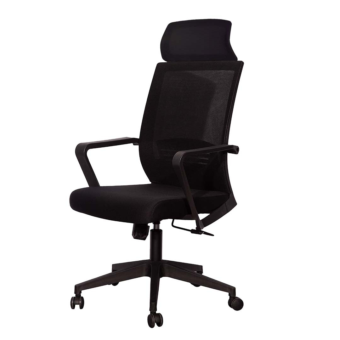 High Back Office Chair With Height Adjustable, Lumbar Support And 5 Swivel Wheels-GCC Home Center