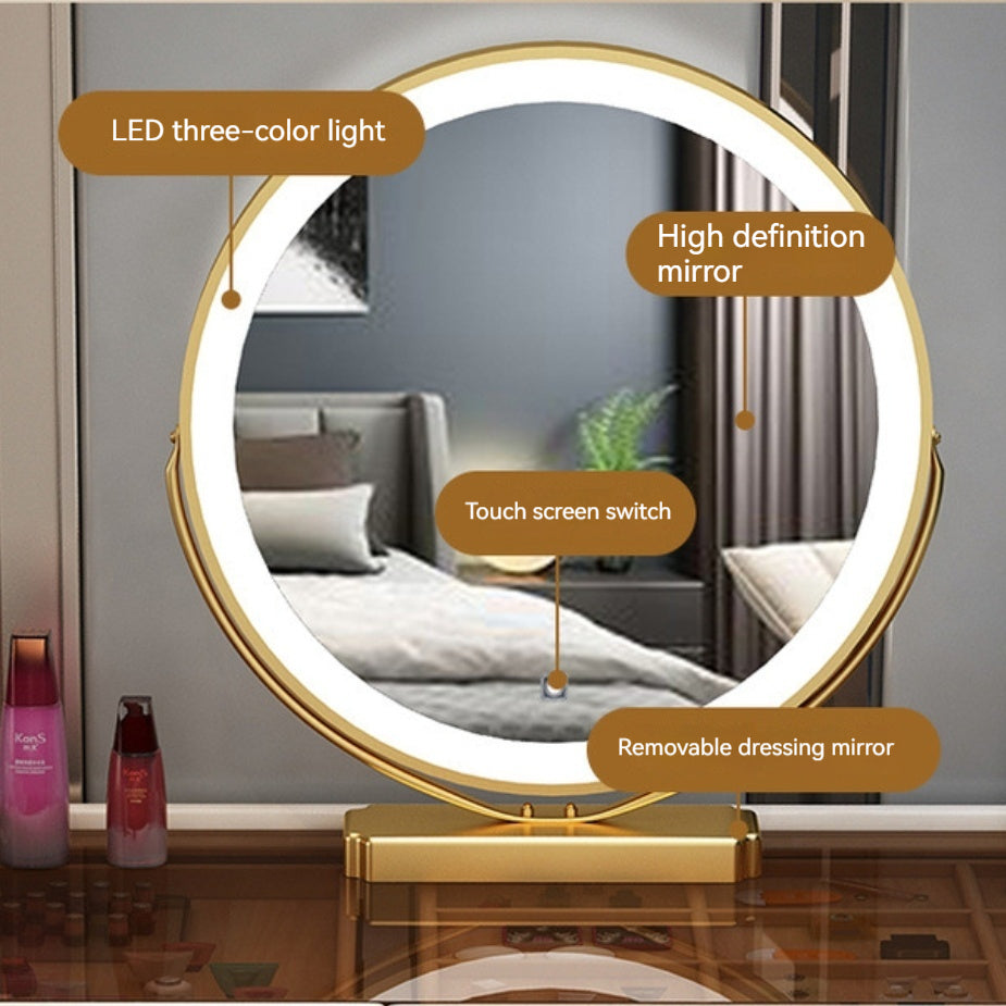 Modern Solid Wood Makeup Vanity Table Set with Smart Mirror and LED Lighting-GCC Home Center