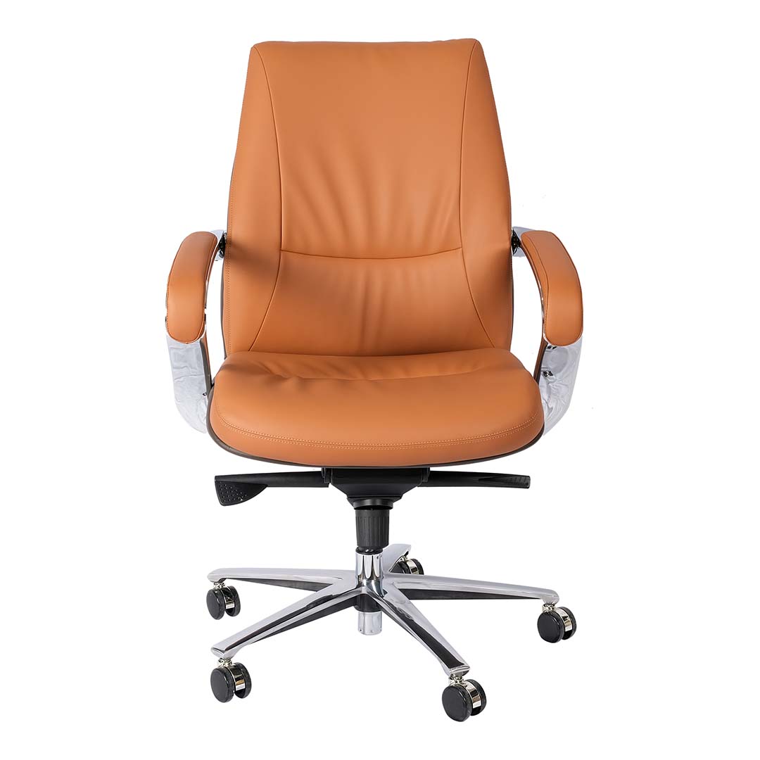 Luxury PU Leather Low Back Office Chair - Silver & Brown-GCC Home Center