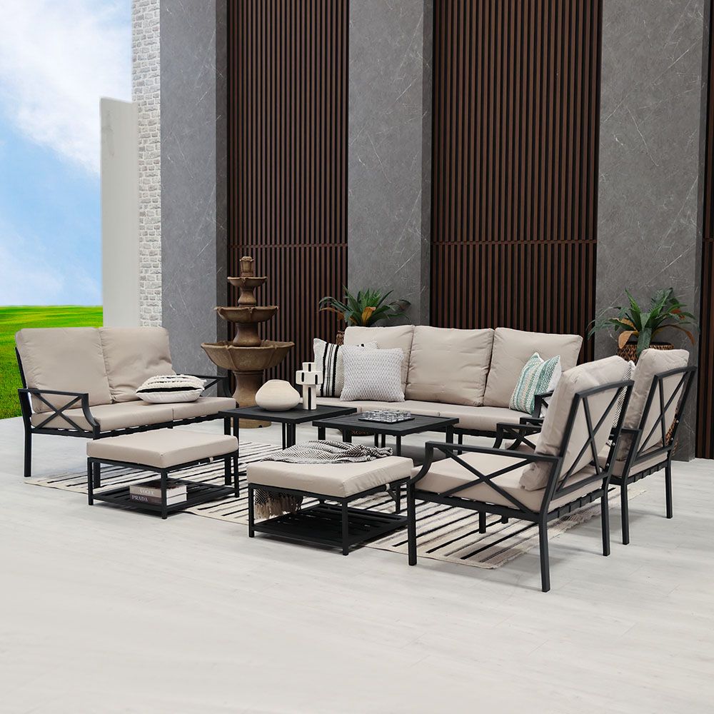 Luxury 9-Seater Outdoor Sofa Set - Grey