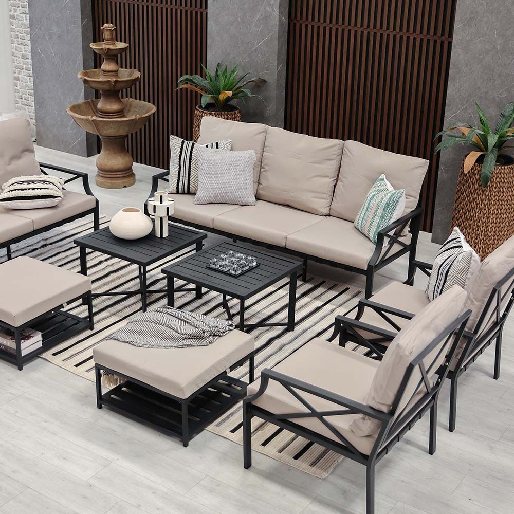 Luxury 9-Seater Outdoor Sofa Set - Grey