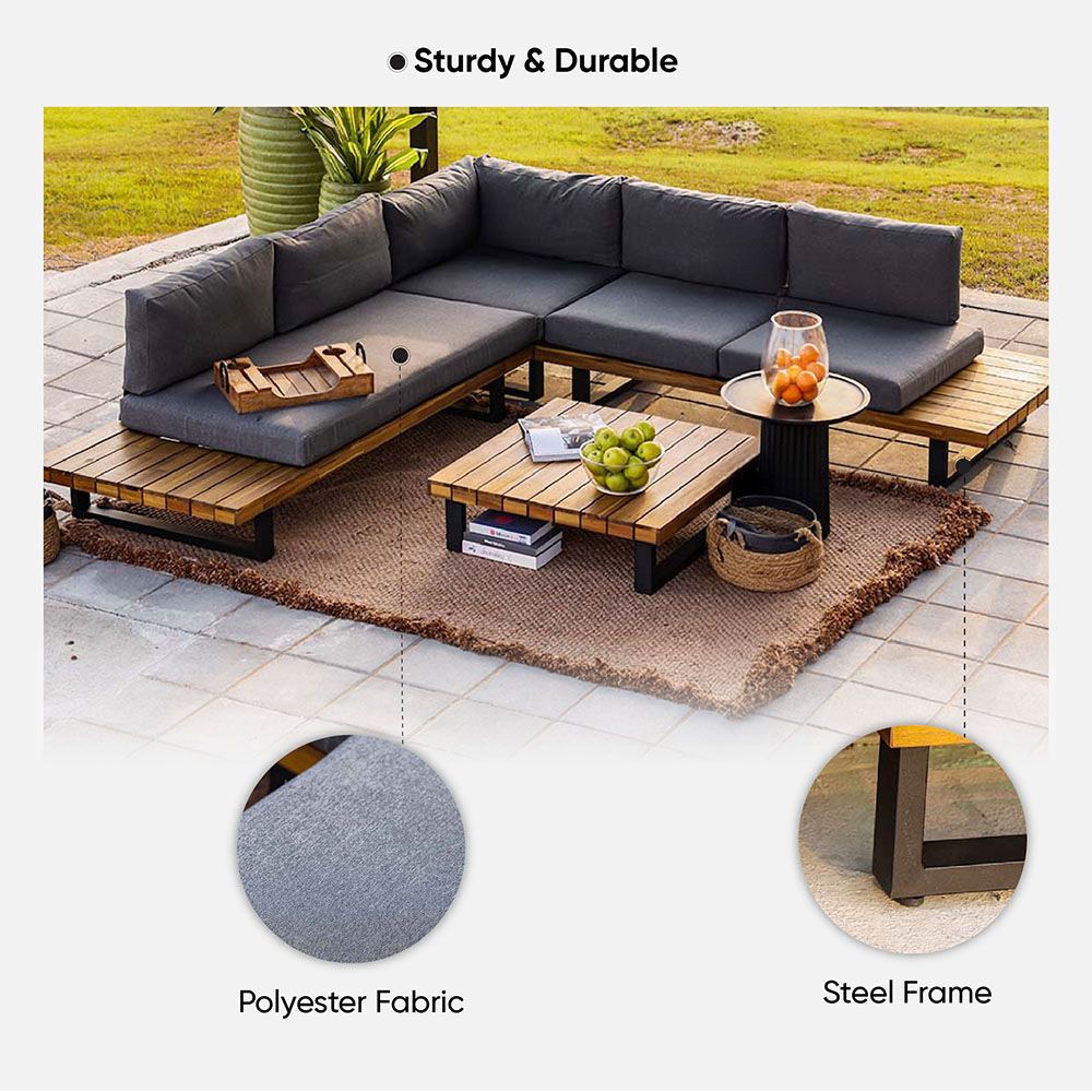 Elegant L-Shape Corner Sofa Set – Grey