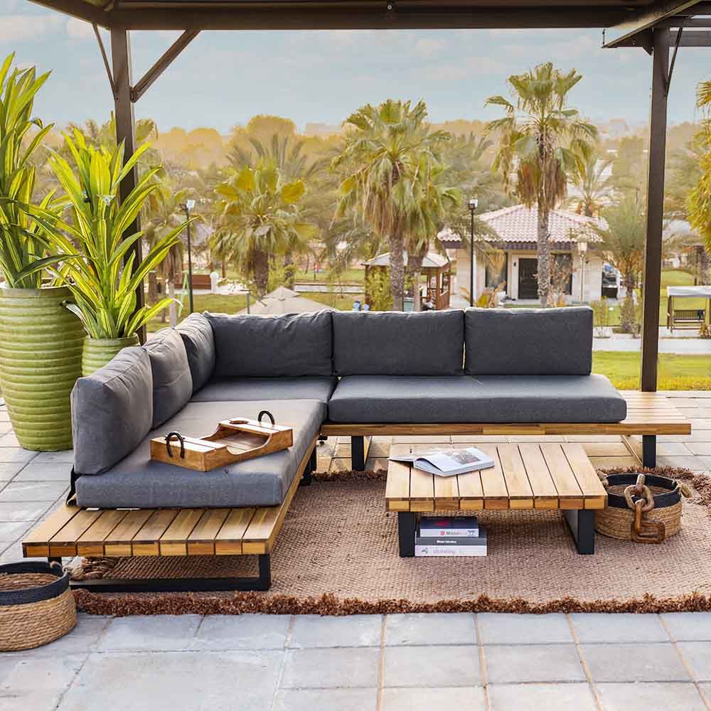 Elegant L-Shape Corner Sofa Set – Grey