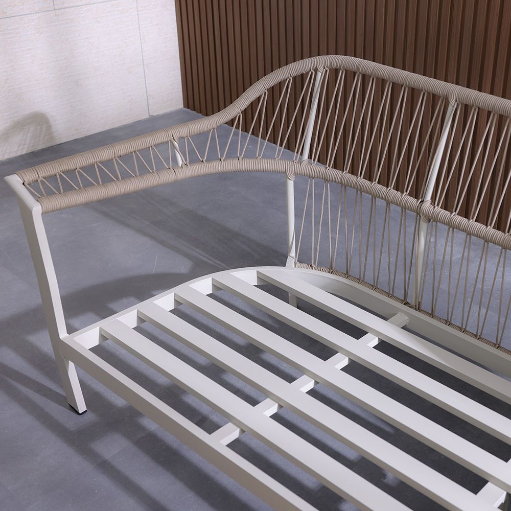 Luxury 5-Seater Aluminum Rope Sofa Set with 2 Tables – Beige