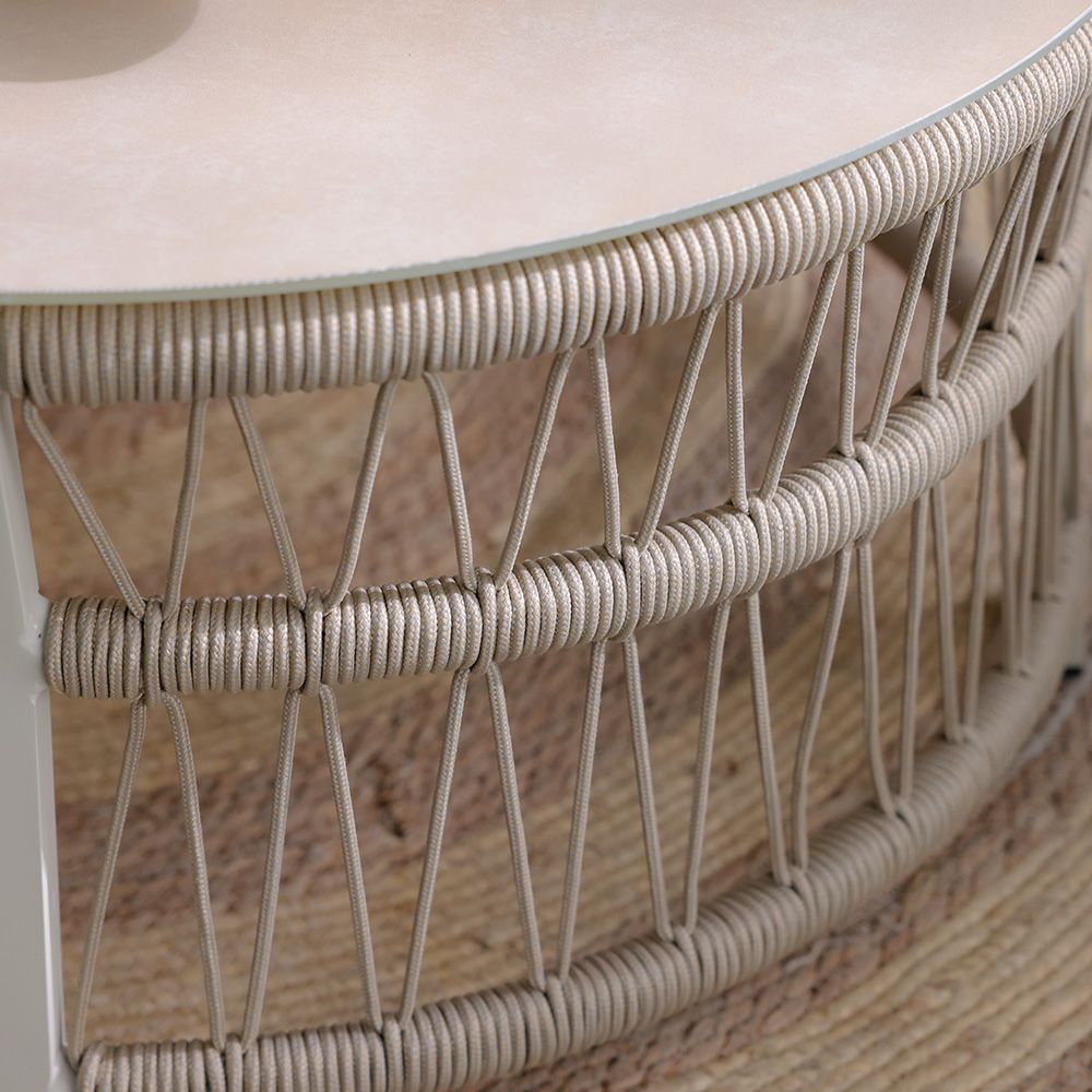 Luxury 5-Seater Aluminum Rope Sofa Set with 2 Tables – Beige