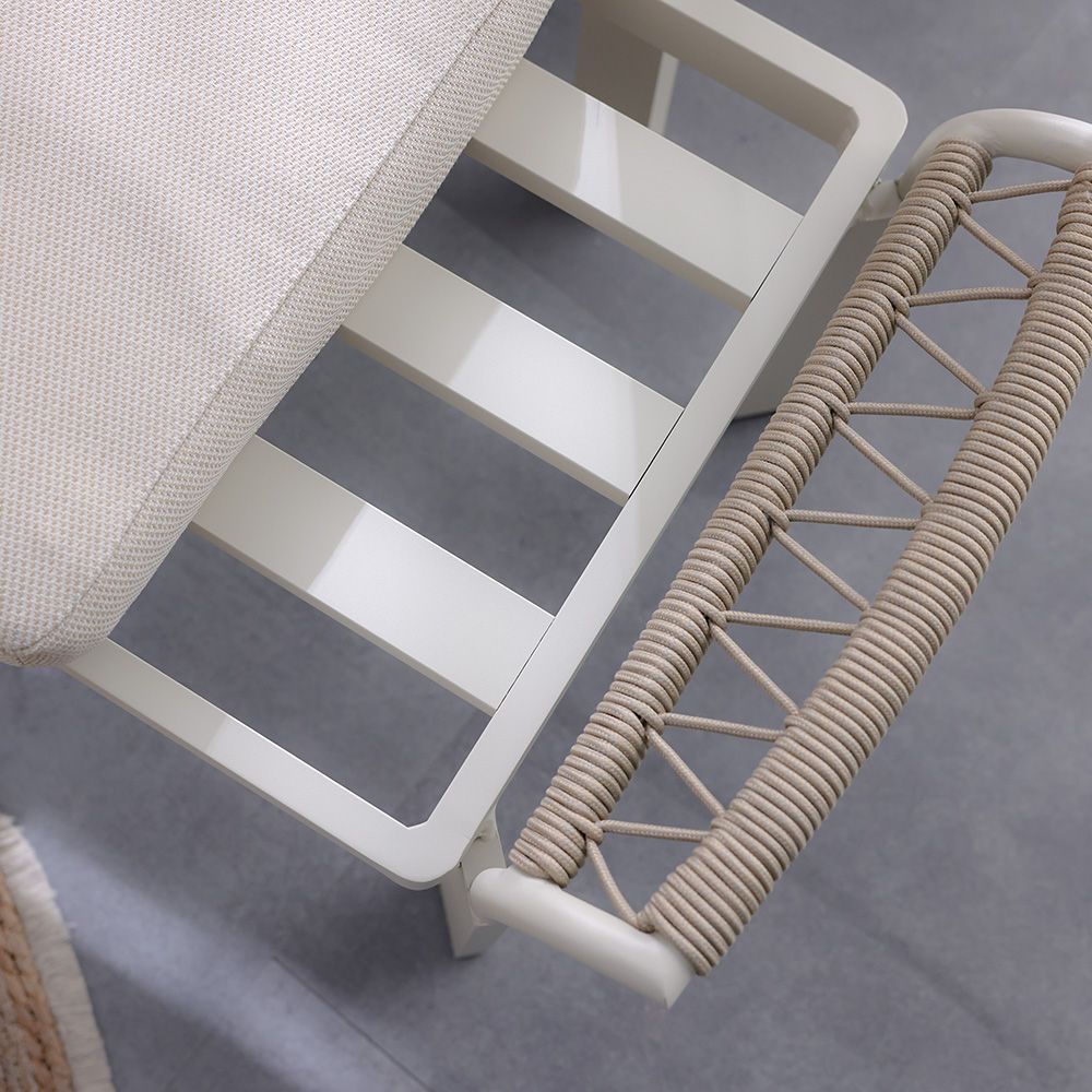 Luxury 5-Seater Aluminum Rope Sofa Set with 2 Tables – Beige