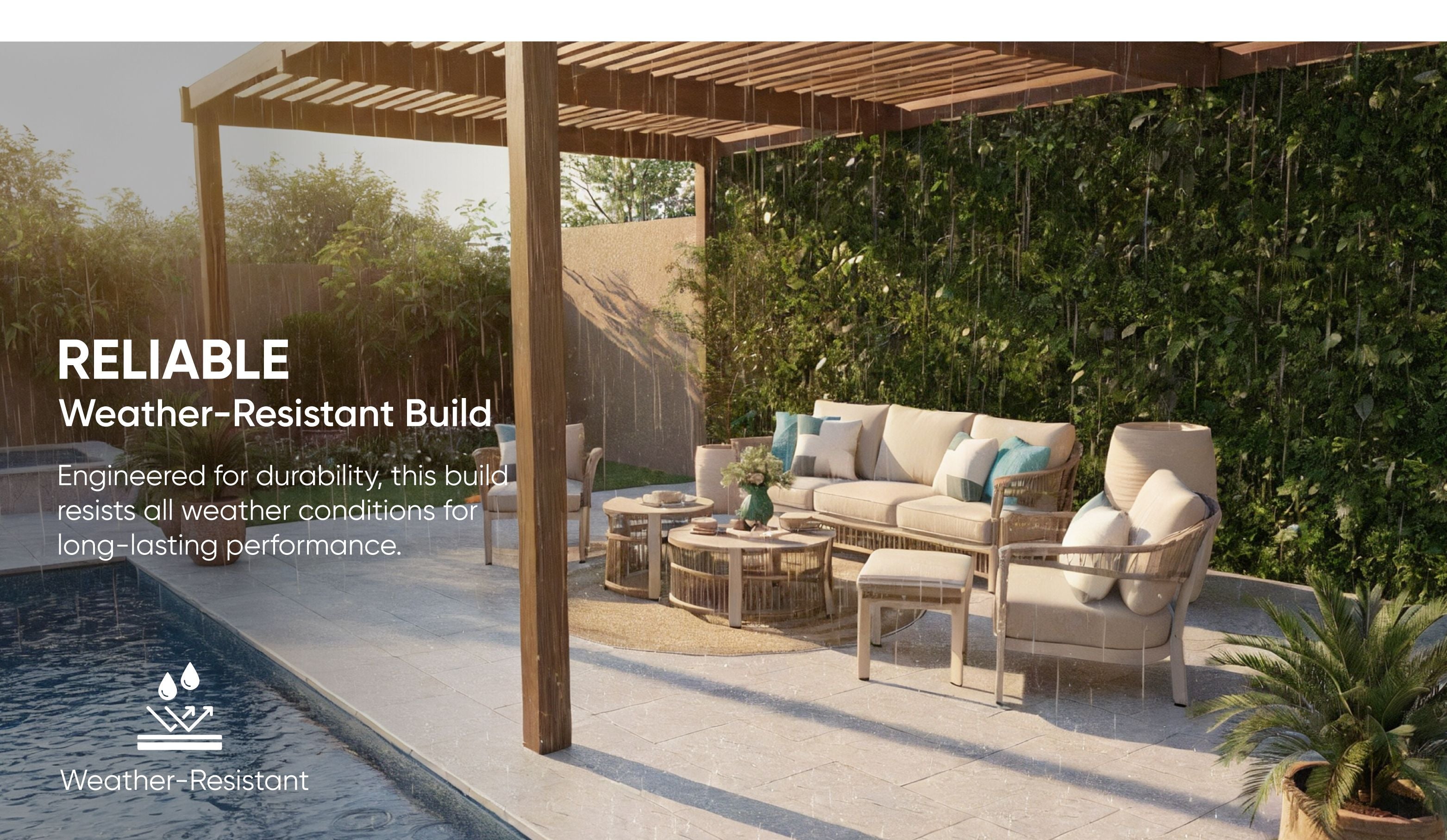 Luxury 5-Seater Aluminum Rope Sofa Set with 2 Tables – Beige