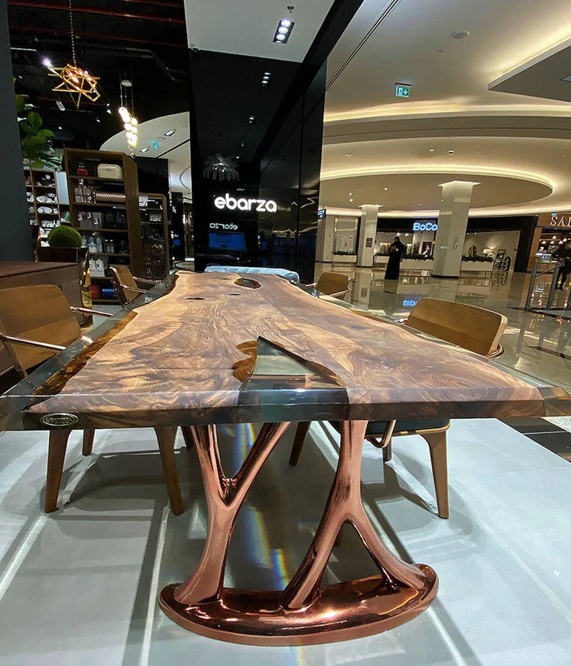 Unique Live Edge Resin Dining Table Top San - Natural Walnut Wood