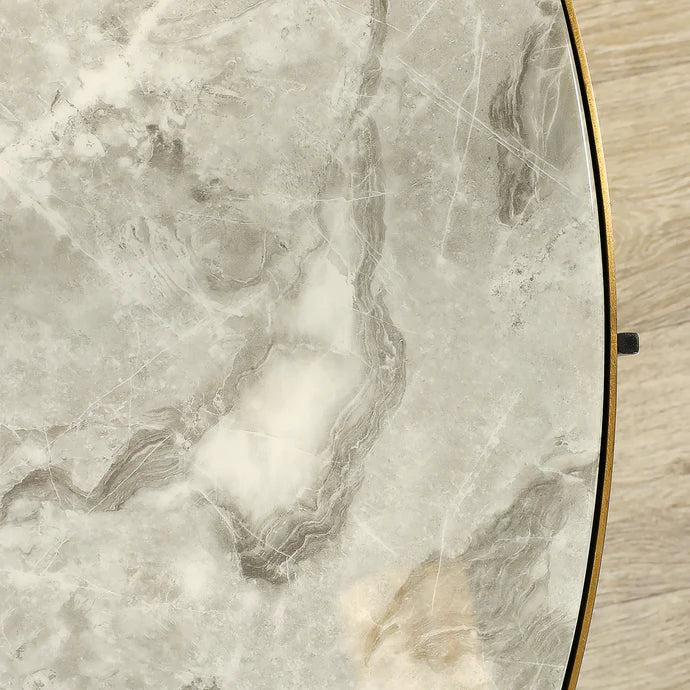 Moura Coffee Table – Faux Marble & Bronze Brushed Stainless Steel