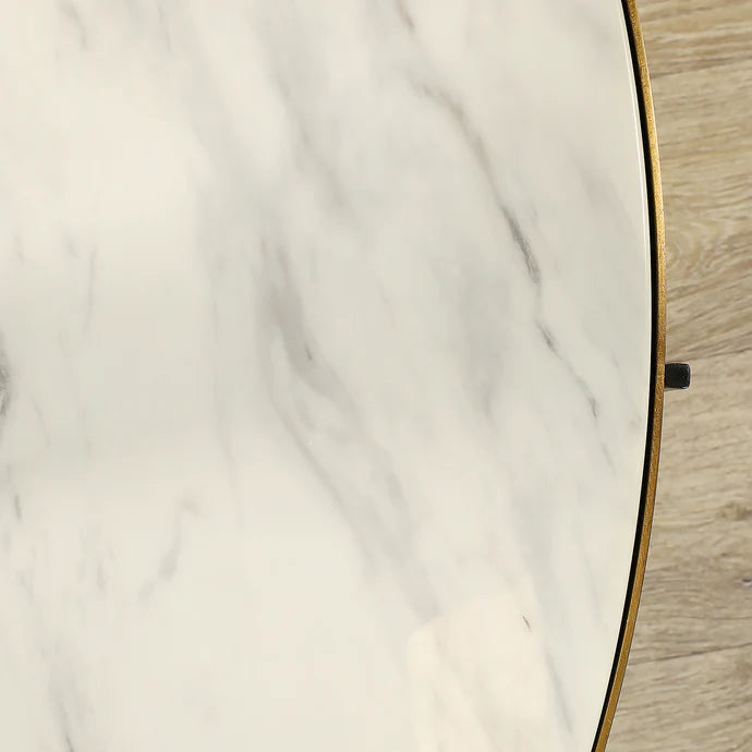 Moura Coffee Table – Faux Marble & Bronze Brushed Stainless Steel
