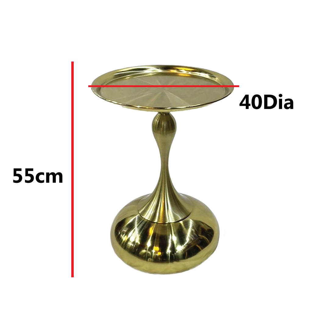 Small Round End Table (Gold-Plated, Metal Side Table