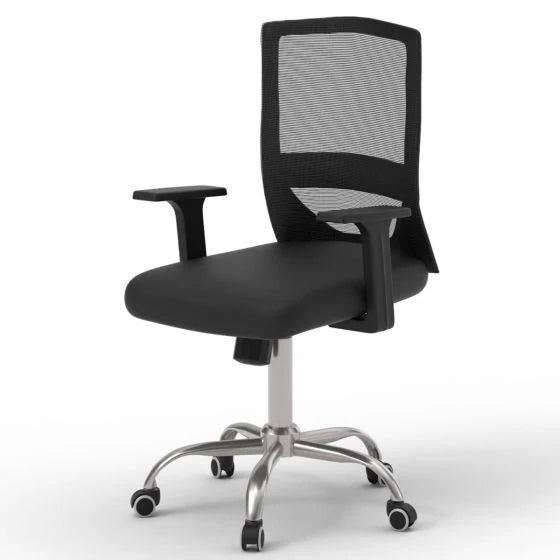 Medium Back Mesh Office chair with Lumbar Support Black-GCC Home Center