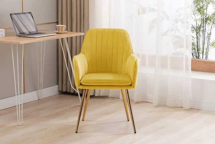 Velvet Dining Chair with Golden Metal Legs-GCC Home Center
