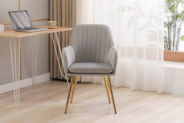 Velvet Dining Chair with Golden Metal Legs-GCC Home Center