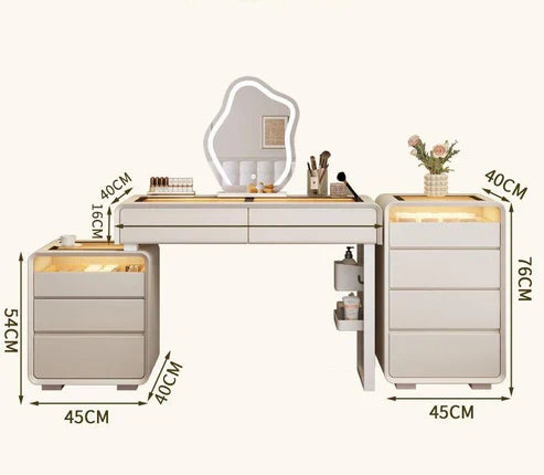 Modern Vanity Table Set with LED Mirror and Chair - Stylish Bedroom Dressing Table-GCC Home Center