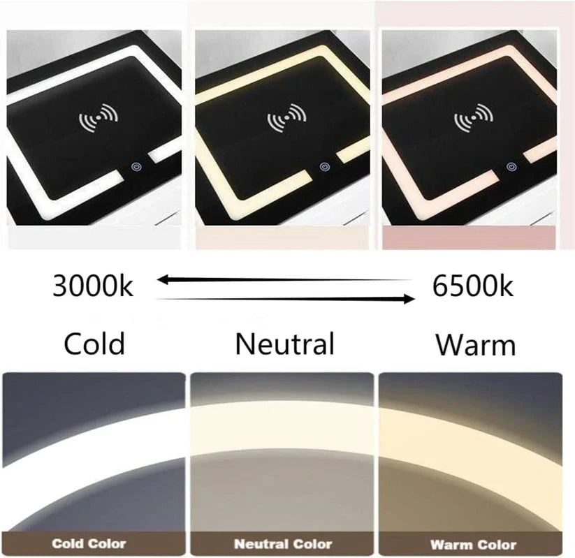 Smart Nightstand Bedside Table in One Drawer with LED Light, Wireless Charging, USB Ports-GCC Home Center