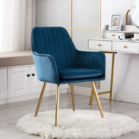 Velvet Dining Chair with Golden Metal Legs-GCC Home Center