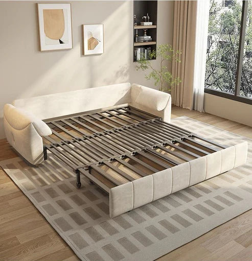 Modern Velvet Sofa Bed Convertible Pull-Out Couch with Storage Armrests | 3-in-1 Retractable Sleeper Sofa for Living Room & Guest Room