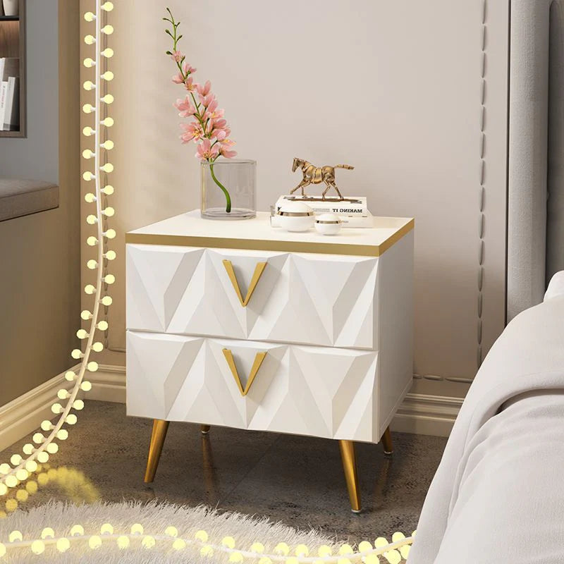Light Bedside Table with Nordic net ins, Bedside Table with Storage Drawers-GCC Home Center