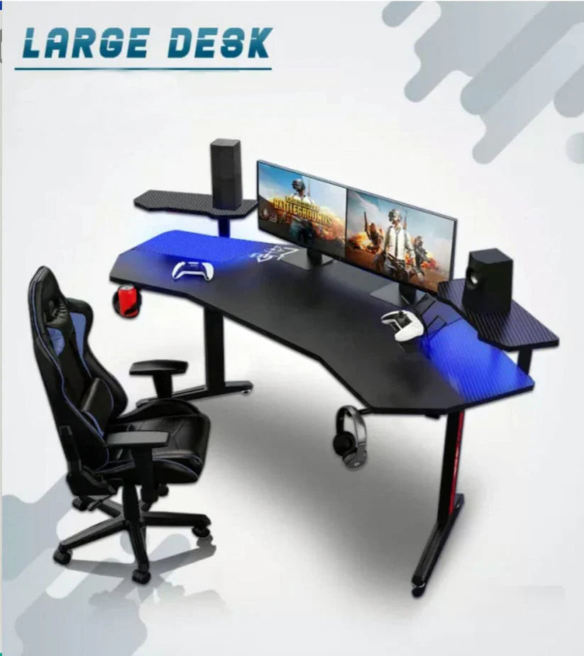 Gaming Desk Table With light, Computer Desk, Cup Holder and Headphone Hook Gamer Workstation Game Table-GCC Home Center