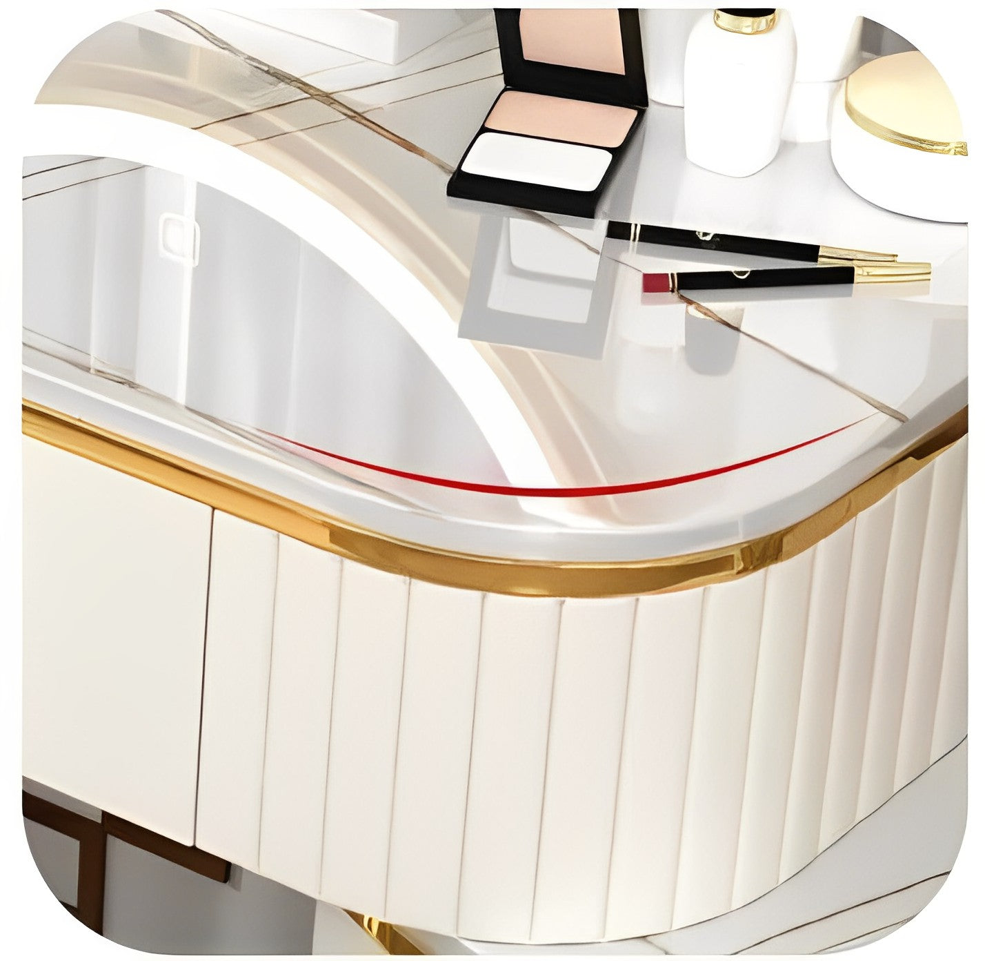 Classic Advanced Solid Wood Dressing Table, Bedroom Makeup Table, with Smart Mirror, Side Table and Chair-GCC Home Center