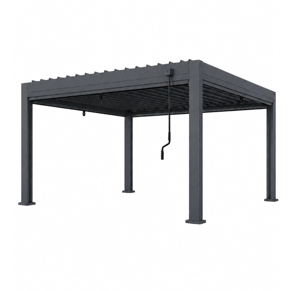 3x4M Manual Textilene Pergola with 4 Roller Blinds | Aluminum Outdoor Patio, Garden & Terrace Sun Shade
