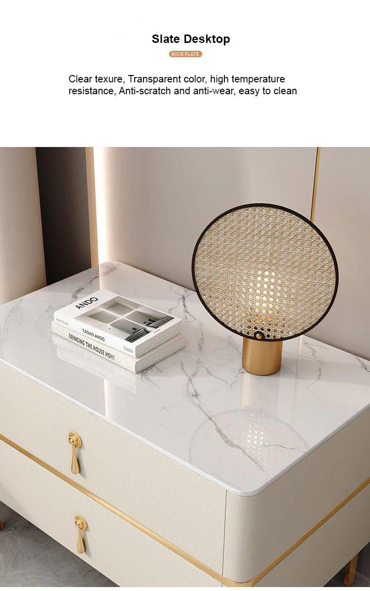 Bedside Table, Solid Wood with Iron Metal Legs White Nightstand Table-GCC Home Center