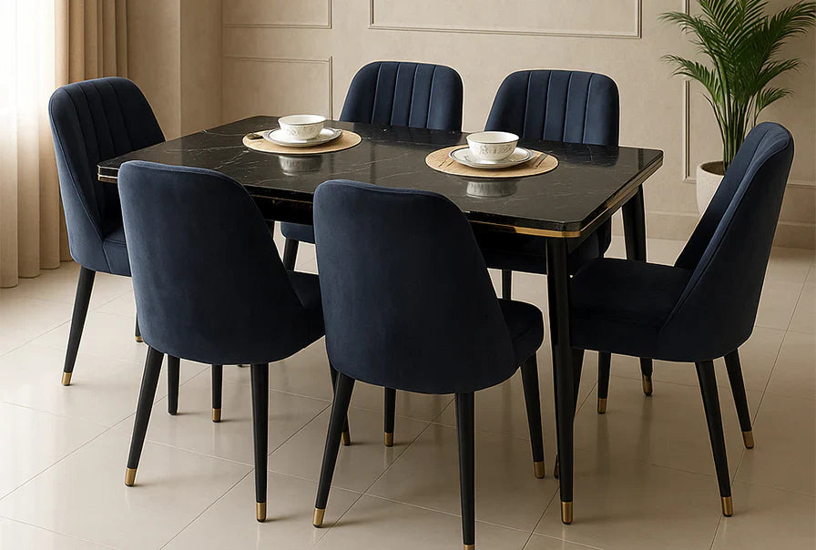 6-Seater Dining Set (Black)