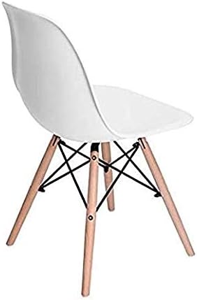 Chair with Walnut Wood Legs For Dining Room Chair Or Office, Lounge Chair Without Arms - White-GCC Home Center