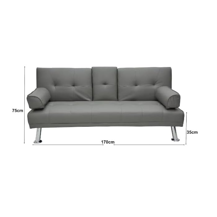 Modern Heavy Duty 3 Seater Leather Sofa bed With Arm Rest-GCC Home Center
