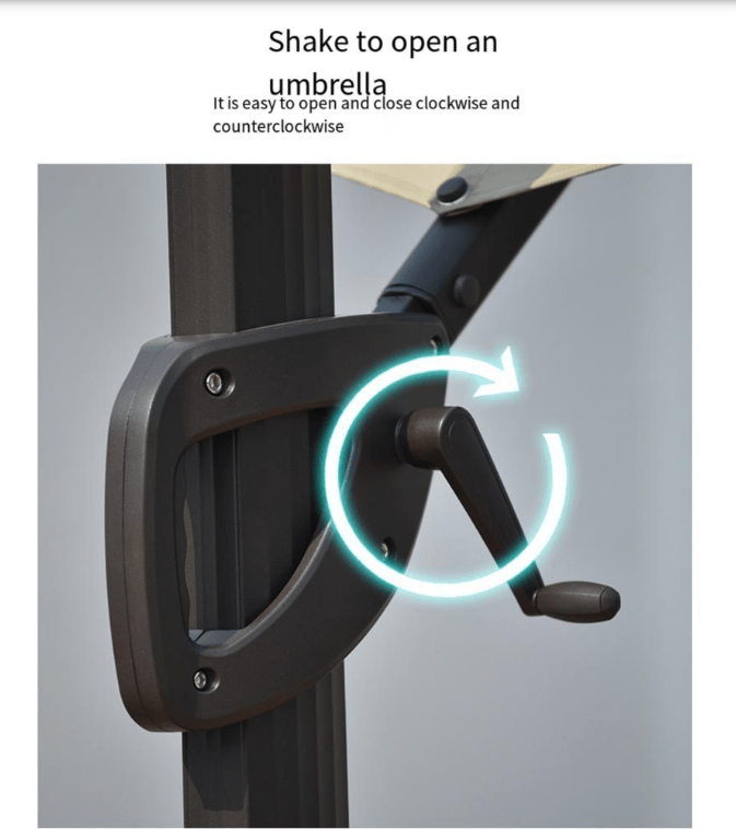 Aluminum Garden Umbrella With Rotating Handle-GCC Home Center