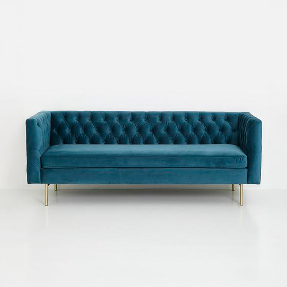 Elegant Chester Sofa 3 Seater With Metal Legs - Turquoise-GCC Home Center