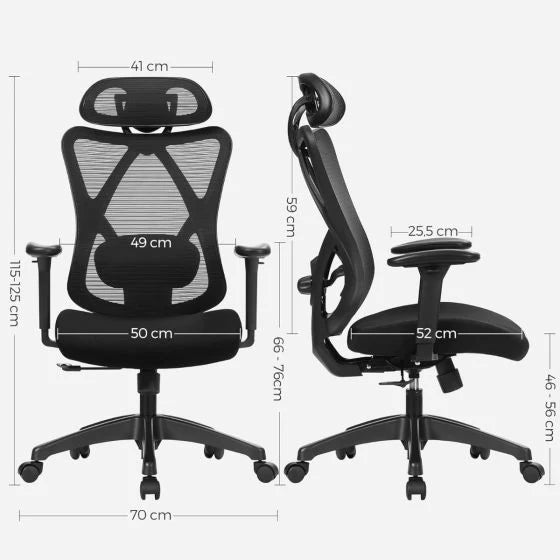 Office Chair, Ergonomic Desk Computer Chair, Mesh Chair, Adjustable Lumbar Support and Headrest Adjustable Height Black for Office-GCC Home Center