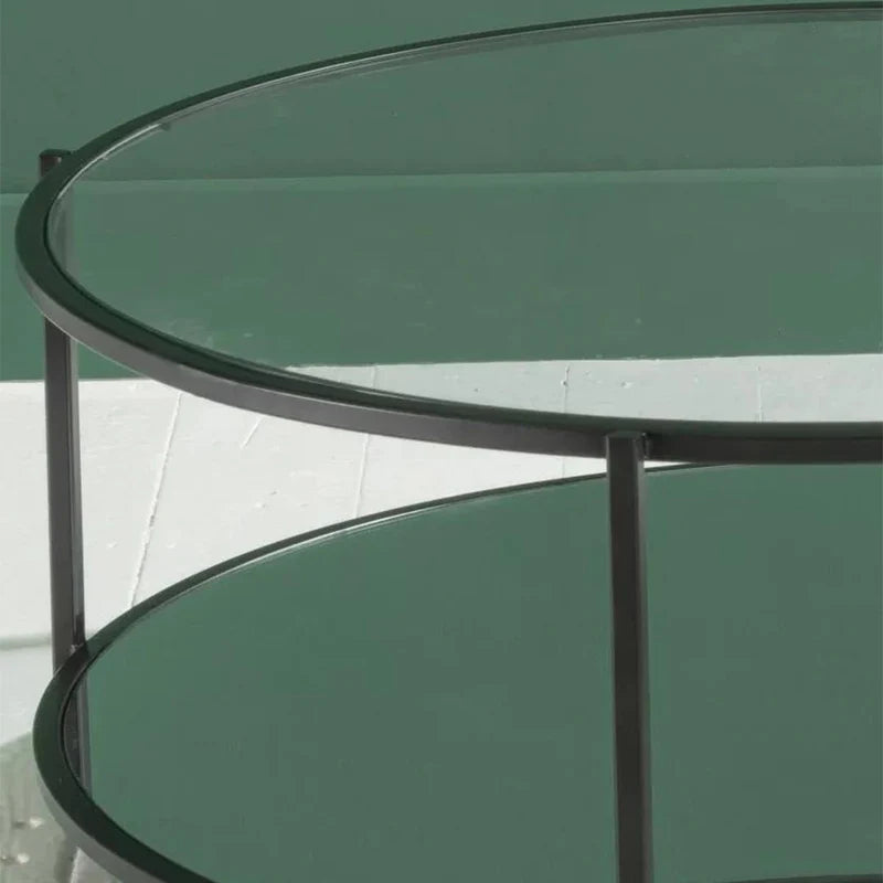 Elegant Glass and Metal Round Coffee Table