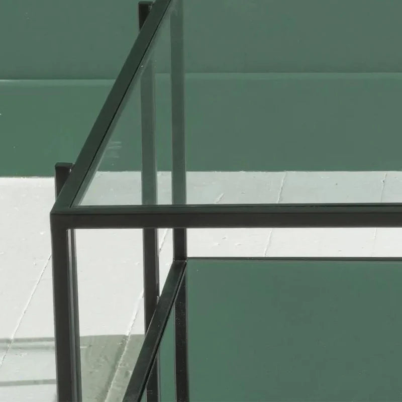 Elegant Glass and Metal Square Coffee Table
