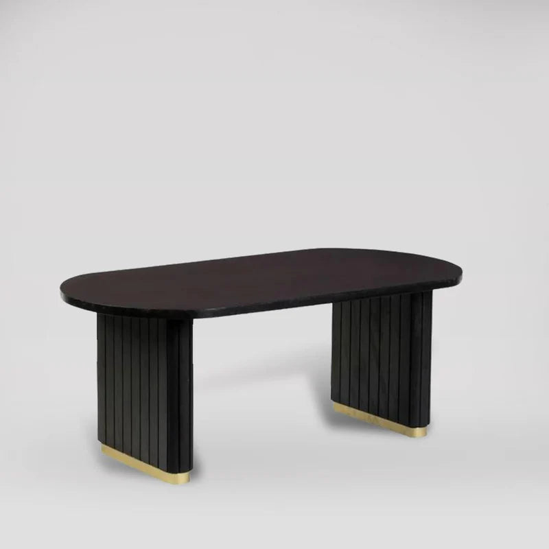 Black Ribbed Mango Wood Coffee Table