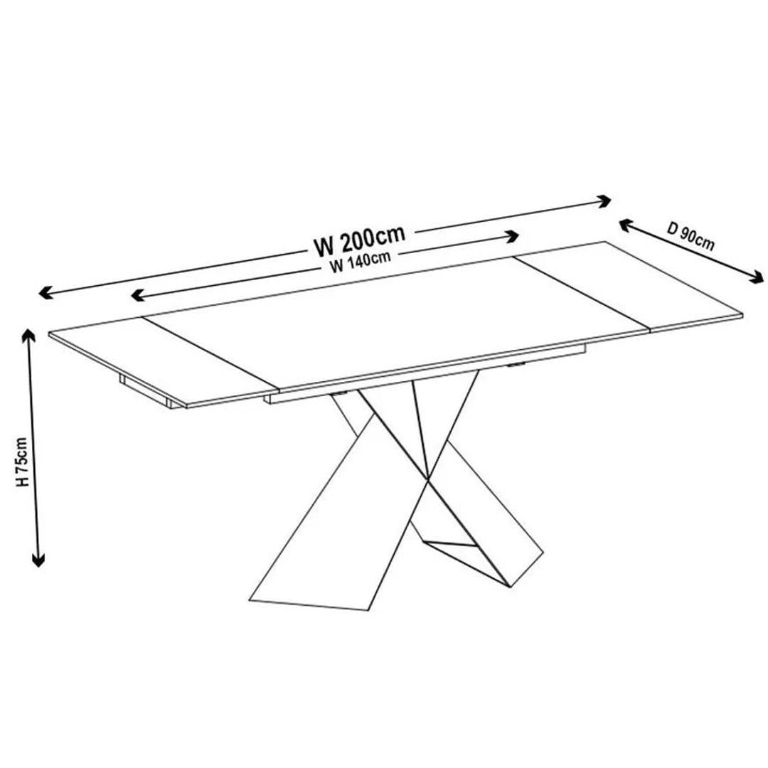 Hayden White Ceramic 4-8 Seater Extending Dining Table with Black Cross Base-GCC Home Center