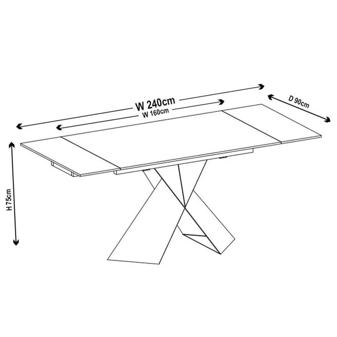Hayden White Ceramic 4-8 Seater Extending Dining Table with Black Cross Base-GCC Home Center