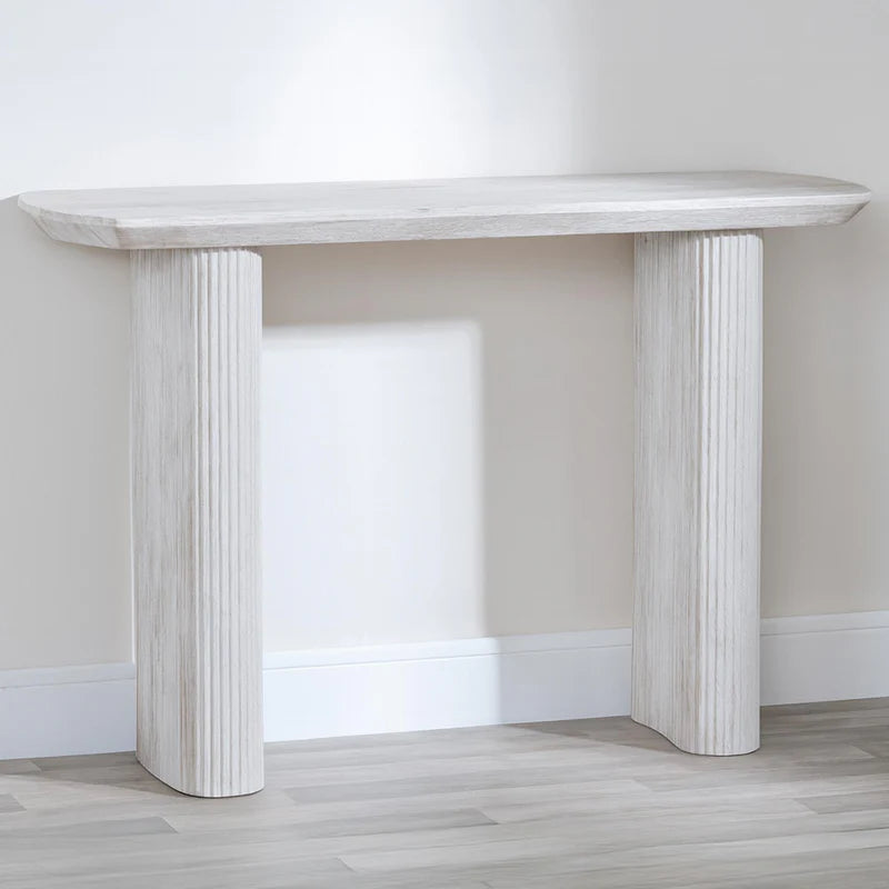 Fluted Pedestal Console Coffee Table