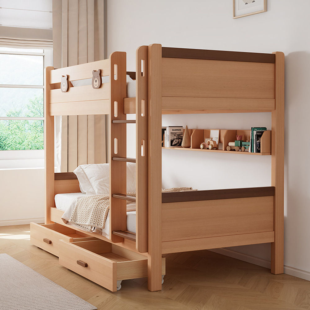 COOLBABY ZLJ1115 Children's Solid Wood Bed Double Bed Stairs Ladder Bunk Bed-GCC Home Center