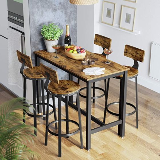 Vintage Style Rustic Brown Bar Chairs - Set of 2-GCC Home Center