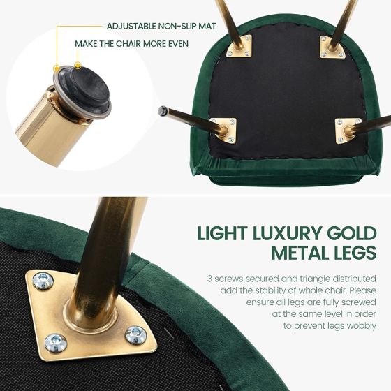 Velvet Dining Chair with Golden Metal Legs-GCC Home Center